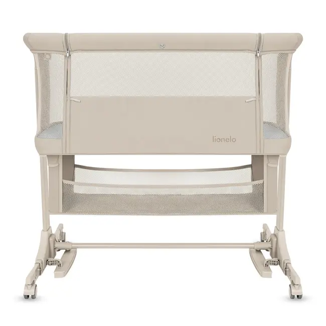 Patut co-sleeper, Lionelo, Jodie, Multifunctional, Reglabil in 6 pozitii pe inaltime, Saltea cu densitate T25, Functie de leganare, Cu plasa de tantari, Buzunar depozitare, Geanta transport, 84x48x70-80 cm, Bej BYNLO-JODIE_BEIGE_CREAM