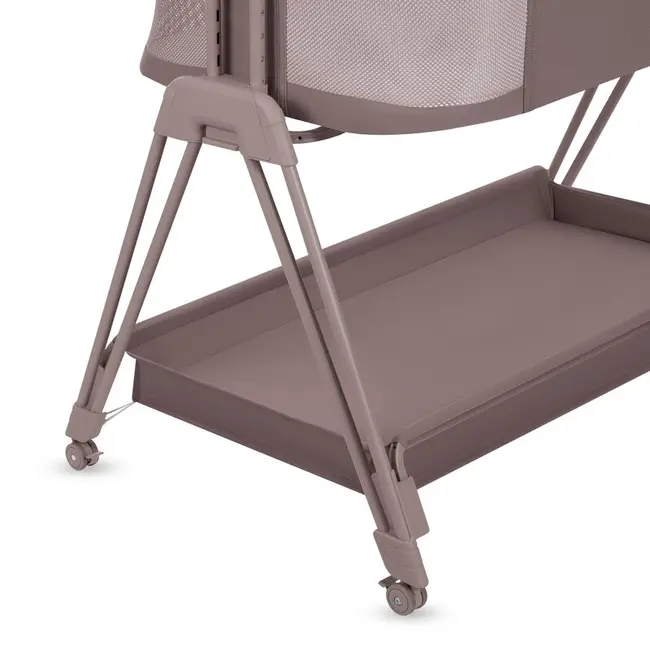Patut co-sleeper, Lionelo, Luna, 2 in 1, Cu laterala culisanta, Cu setare unghiulara, Cu roti, Reglabil in 6 pozitii pe inaltime, Bej inchis BYNLO-LUNA_BEIGE_TAUPE