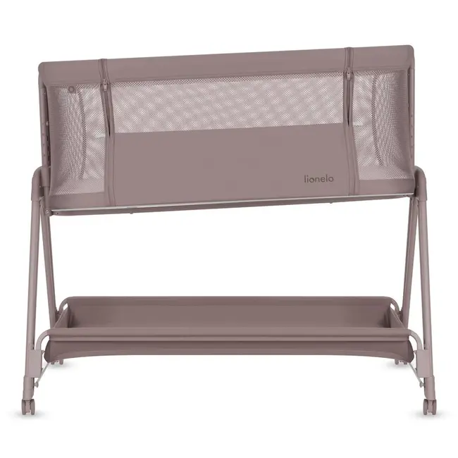 Patut co-sleeper, Lionelo, Luna, 2 in 1, Cu laterala culisanta, Cu setare unghiulara, Cu roti, Reglabil in 6 pozitii pe inaltime, Bej inchis BYNLO-LUNA_BEIGE_TAUPE