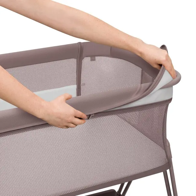 Patut co-sleeper, Lionelo, Luna, 2 in 1, Cu laterala culisanta, Cu setare unghiulara, Cu roti, Reglabil in 6 pozitii pe inaltime, Bej inchis BYNLO-LUNA_BEIGE_TAUPE