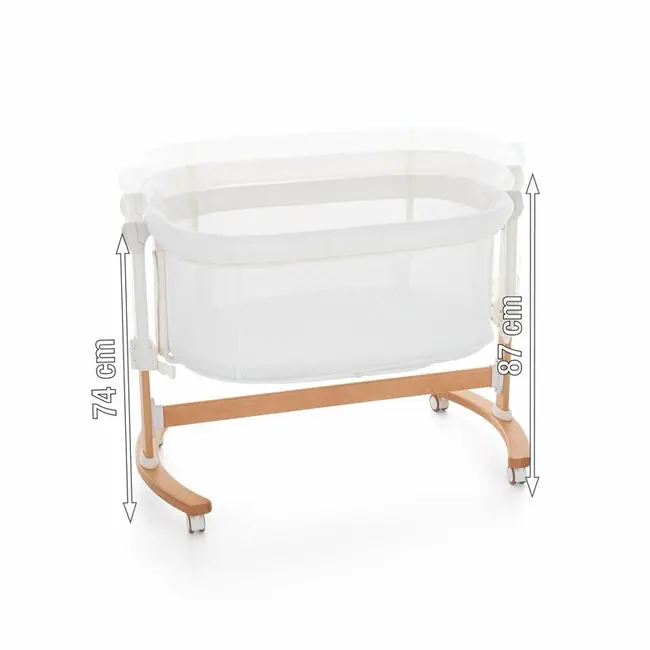 Patut co-sleeper, Petite&Mars, Glory, 2 in 1, Cu leganare, Cu ajustare pe inaltime in 5 pozitii, Cu saltea, Pliabil, Geanta de transport inclusa,0 luni+, Greutate suportata: 9 kg, Bej BYN926587