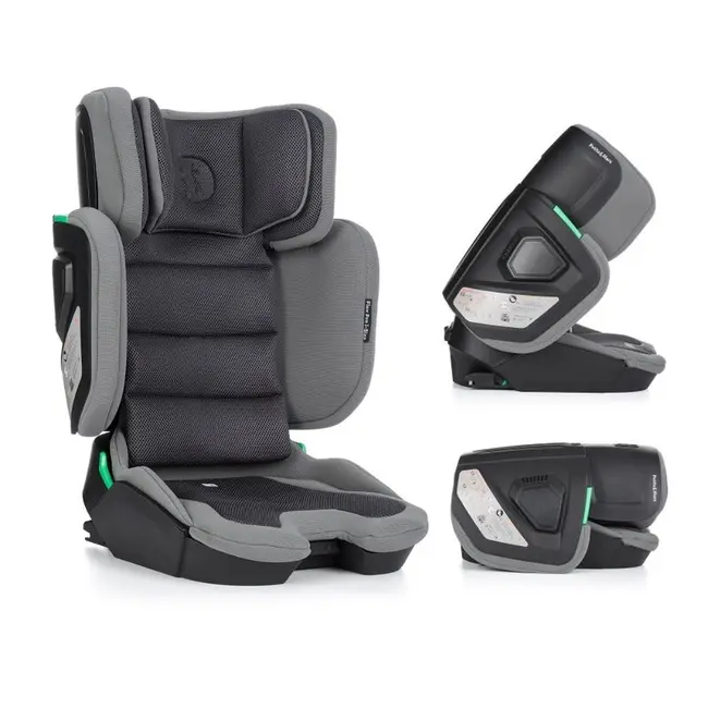 Scaun auto, Petite&Mars, Flex Pro i-Size, Orientare in directia sensului de mers, Tetiera reglabila in 8 pozitii, cu Isofix, Pliabil, R129, 100-150 cm, 3-12 ani, Gri BYN649681