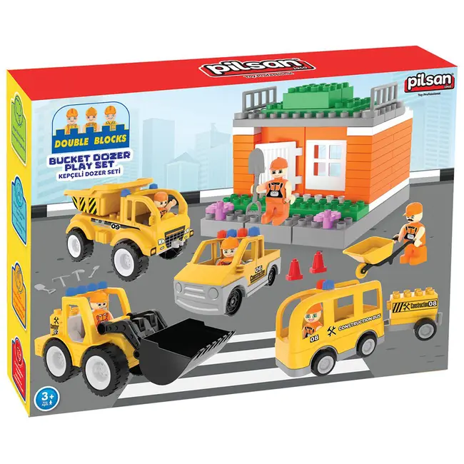 Set constructie Pilsan Double Blocks Bucket Dozer 57 piese HUBPL-03-614