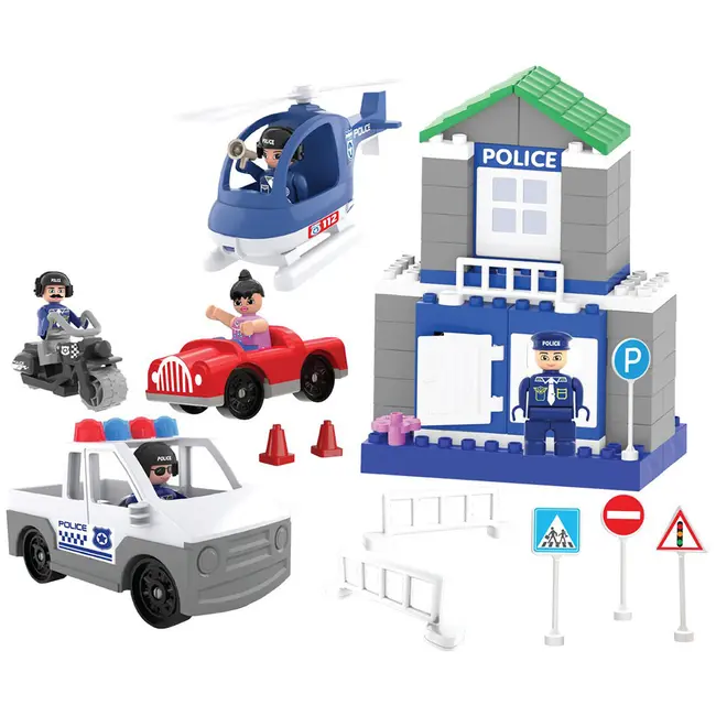 Set constructie Pilsan Double Blocks Traffic Control 57 piese HUBPL-03-613