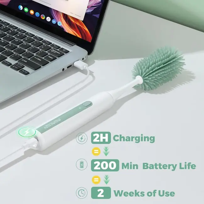 Set electric cu perie pentru biberoane Momcozy 7 in 1 Green
