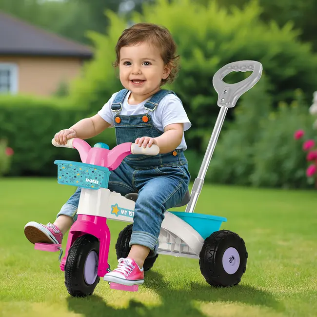 Tricicleta roz cu maner - my first trike
