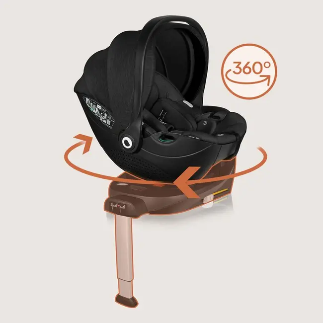Baza scaun auto i-Size, Lionelo, Moxie Next, Rotativa 360, Cu isofix si picior stabilizator, Cu indicatori pentru instalare corecta, Compatibila cu Moxie si Moxie Next, Negru BYNLO-MOXIE_PLUS_I-SIZE_BASE_BLACK