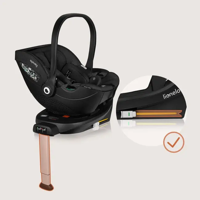 Baza scaun auto i-Size, Lionelo, Moxie Next, Rotativa 360, Cu isofix si picior stabilizator, Cu indicatori pentru instalare corecta, Compatibila cu Moxie si Moxie Next, Negru BYNLO-MOXIE_PLUS_I-SIZE_BASE_BLACK