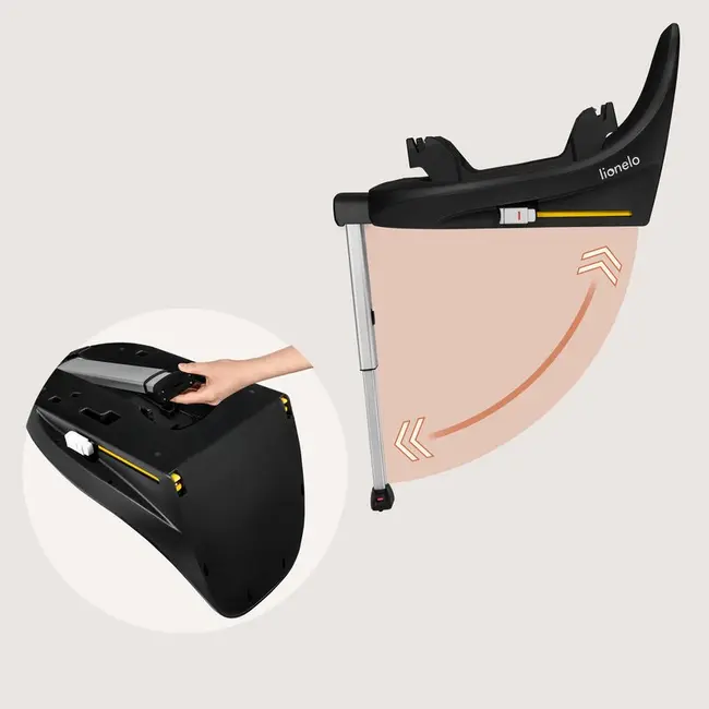 Baza scaun auto i-Size, Lionelo, Moxie Next, Rotativa 360, Cu isofix si picior stabilizator, Cu indicatori pentru instalare corecta, Compatibila cu Moxie si Moxie Next, Negru BYNLO-MOXIE_PLUS_I-SIZE_BASE_BLACK