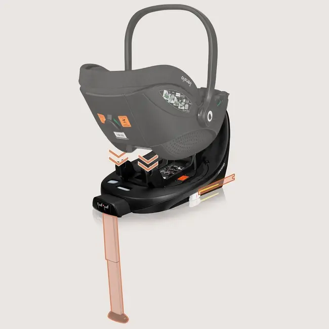 Baza scaun auto i-Size, Lionelo, Moxie Next, Rotativa 360, Cu isofix si picior stabilizator, Cu indicatori pentru instalare corecta, Compatibila cu Moxie si Moxie Next, Negru BYNLO-MOXIE_PLUS_I-SIZE_BASE_BLACK