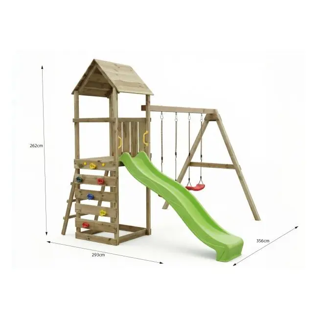 Complex joaca din lemn cu turn si 2 leagane max play 2.2 fungoo - okefu09850