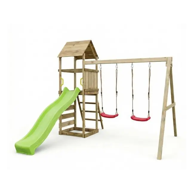 Complex joaca din lemn cu turn si 2 leagane max play 2.2 fungoo - okefu09850