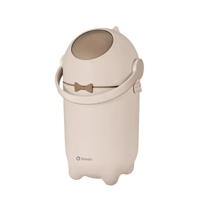 Cos pentru scutece, Lionelo, Capacitate 10 l, Sistem etans impotriva mirosurilor, Compatibil cu saci universali, Operare cu o mana, Bej BYNLOC-PUREBIN_BEIGE_SAND