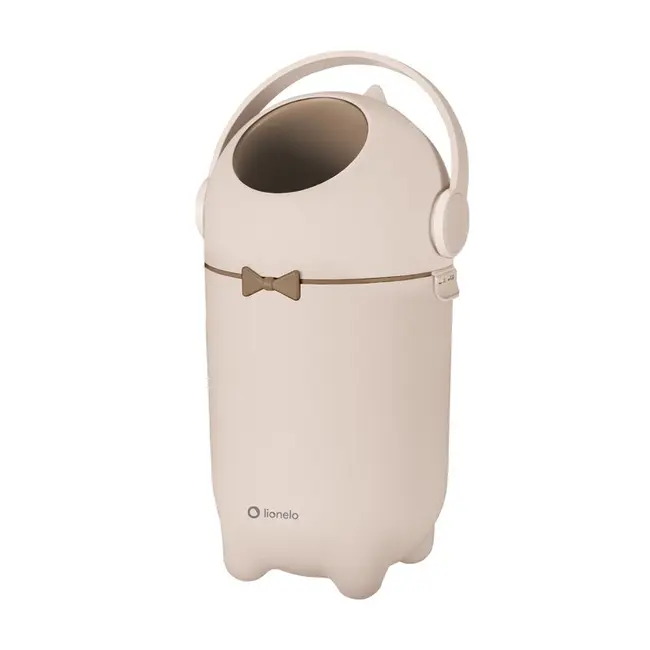 Cos pentru scutece, Lionelo, Capacitate 10 l, Sistem etans impotriva mirosurilor, Compatibil cu saci universali, Operare cu o mana, Bej BYNLOC-PUREBIN_BEIGE_SAND