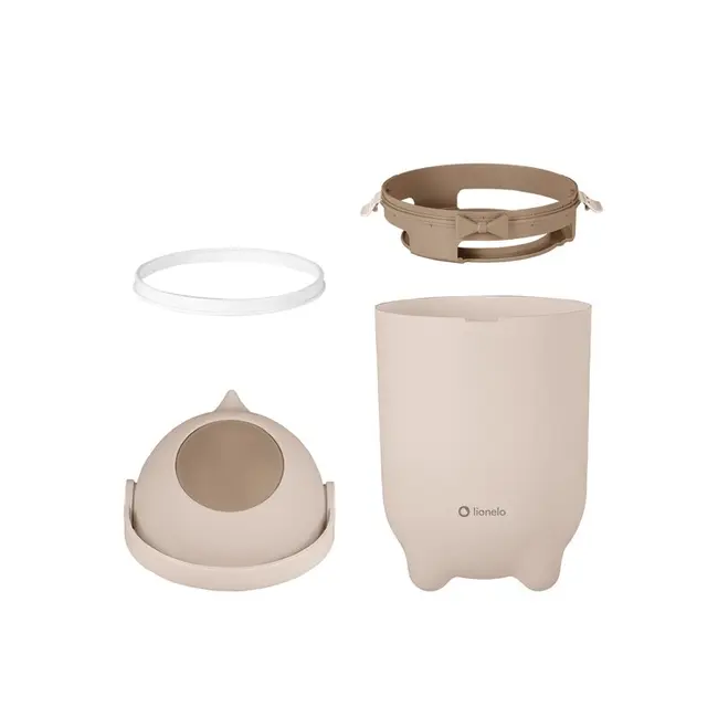 Cos pentru scutece, Lionelo, Capacitate 10 l, Sistem etans impotriva mirosurilor, Compatibil cu saci universali, Operare cu o mana, Bej BYNLOC-PUREBIN_BEIGE_SAND