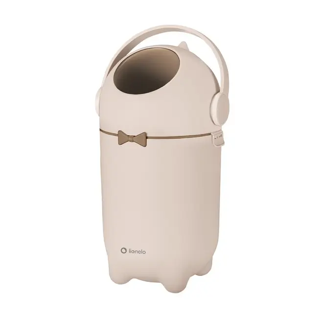 Cos pentru scutece, Lionelo, Capacitate 10 l, Sistem etans impotriva mirosurilor, Compatibil cu saci universali, Operare cu o mana, Bej BYNLOC-PUREBIN_BEIGE_SAND