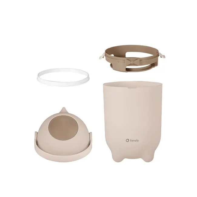 Cos pentru scutece, Lionelo, Capacitate 10 l, Sistem etans impotriva mirosurilor, Compatibil cu saci universali, Operare cu o mana, Bej BYNLOC-PUREBIN_BEIGE_SAND