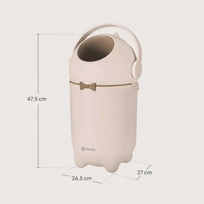 Cos pentru scutece, Lionelo, Capacitate 10 l, Sistem etans impotriva mirosurilor, Compatibil cu saci universali, Operare cu o mana, Bej BYNLOC-PUREBIN_BEIGE_SAND