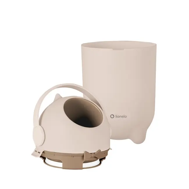 Cos pentru scutece, Lionelo, Capacitate 10 l, Sistem etans impotriva mirosurilor, Compatibil cu saci universali, Operare cu o mana, Bej BYNLOC-PUREBIN_BEIGE_SAND