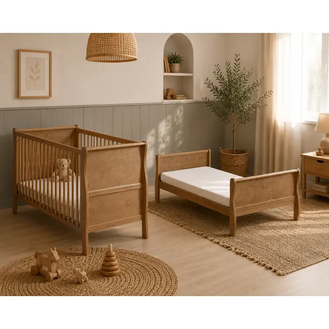 Patut Din Lemn Masiv, Transformabil Pentru Bebe Si Junior, Noble Vintage, 140 X 70 Cm Pjbnoble_vintage_140