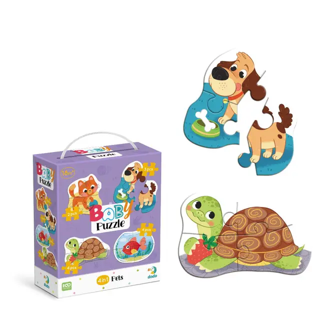 Puzzle 4 in 1 - animale de companie (2, 3, 4 piese)