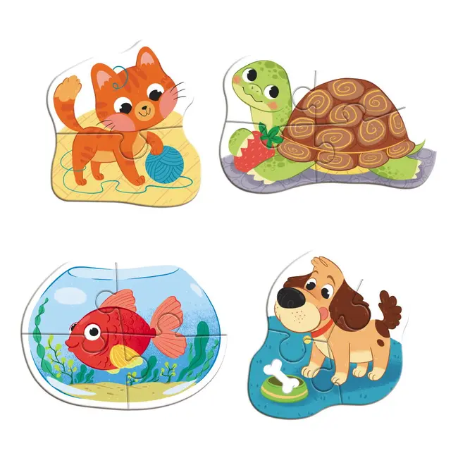 Puzzle 4 in 1 - animale de companie (2, 3, 4 piese)