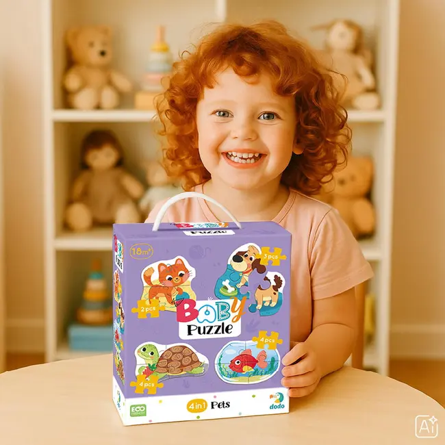 Puzzle 4 in 1 - animale de companie (2, 3, 4 piese)