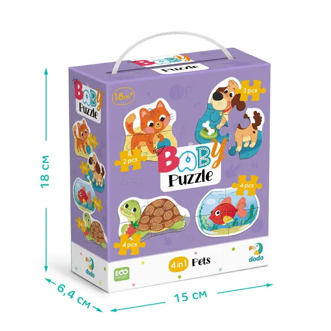 Puzzle 4 in 1 - animale de companie (2, 3, 4 piese)