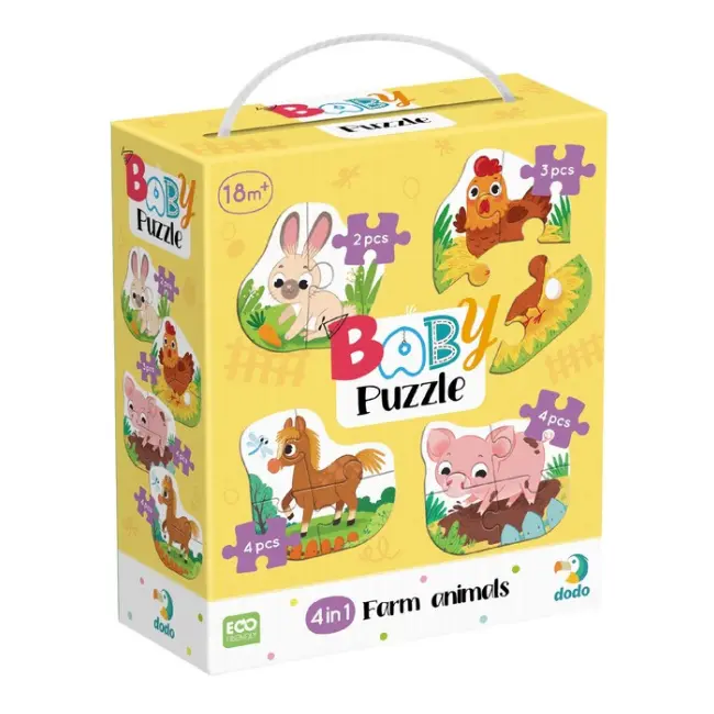 Puzzle 4 in 1 - ferma vesela ( 2, 3, 4 piese)