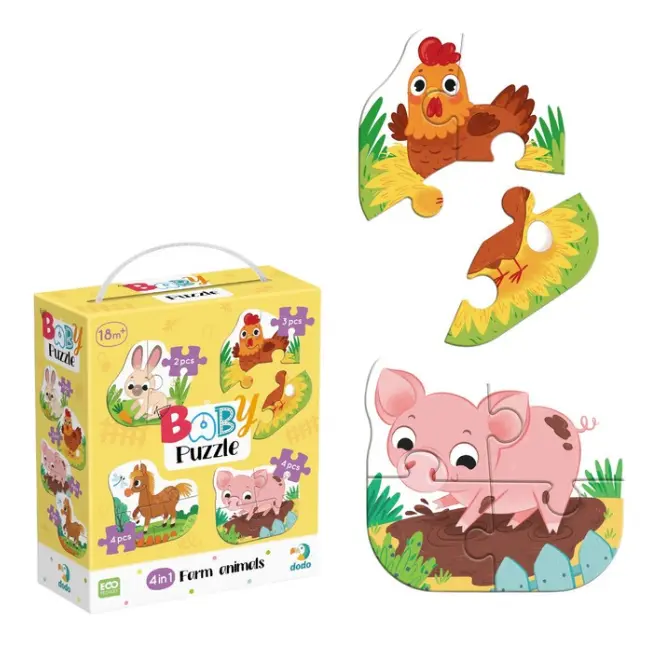 Puzzle 4 in 1 - ferma vesela ( 2, 3, 4 piese)