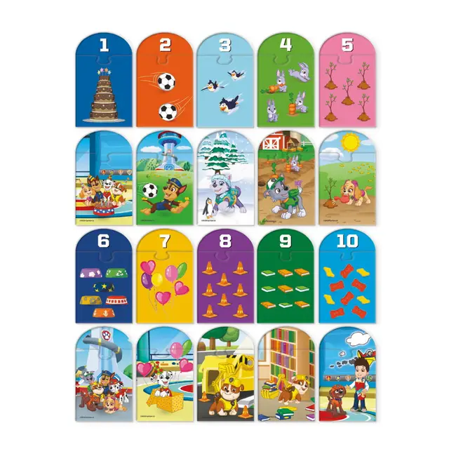 Puzzle de asociere cu numere - paw patrol