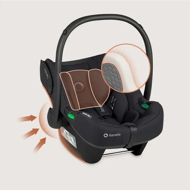 Scoica auto, Lionelo, i-Size Astrid, 0-13 Kg, 40-87 cm, Cu salteluta, Testat ADAC, Conform cu standardul european de securitate R129, Negru Onyx BYNLO-ASTRID_I-SIZE_BLACK_ONYX