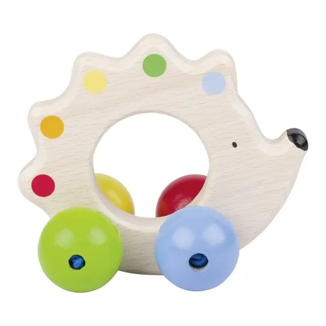 Zornaitoare din lemn arici cu bile colorate, pentru bebelusi - okegoki65320