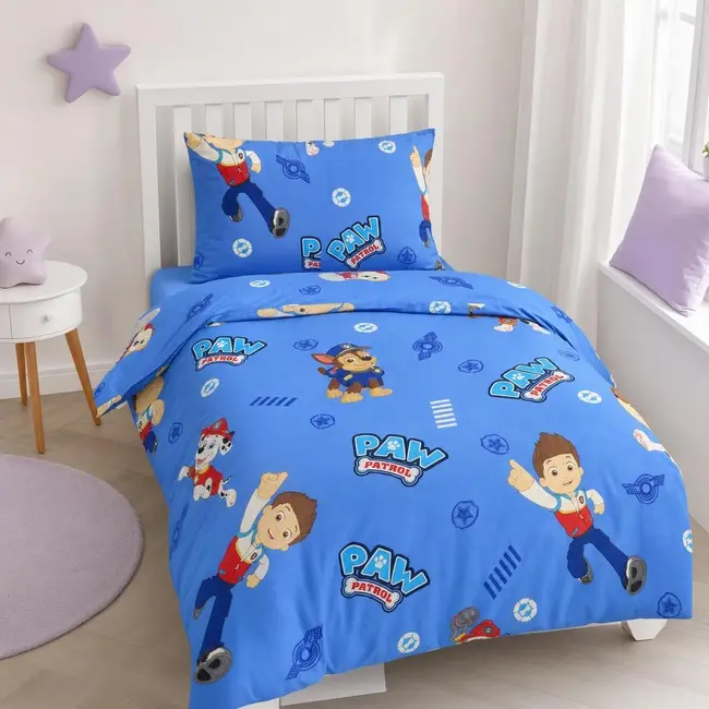 Lenjerie pat Paw Patrol copii 2-6 ani pentru saltele 130x60 cm ASC6427968000295