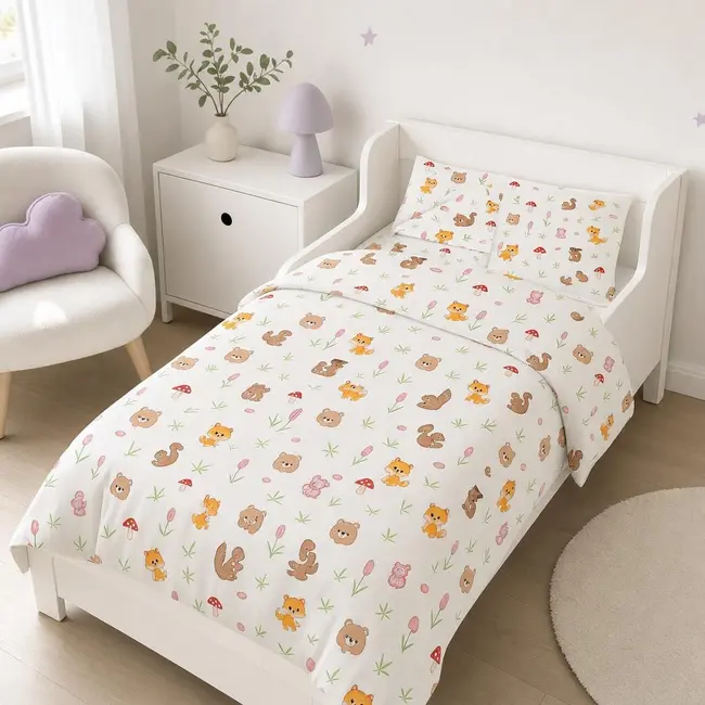 Lenjerie pat copii 2-8 ani in 3 piese Forest pentru saltele 140x70 cm - ASC6427968000219