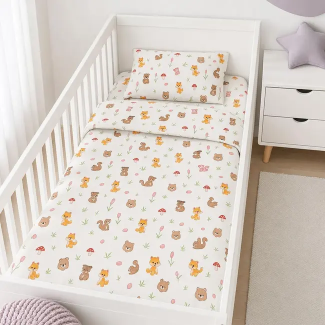 Lenjerie in 3 piese Forest pentru pat copii 0-5 ani compatibila cu saltea 120x60 cm - ASC6427968007263