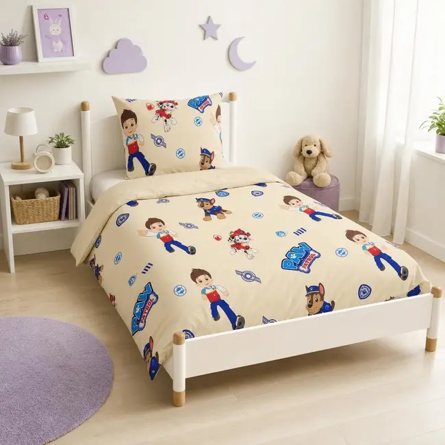 Set pilota si perna din bumbac ranforce cu Paw Patrol Crem pentru pat 2-8 / 2-12 ani - ASC6427968007492