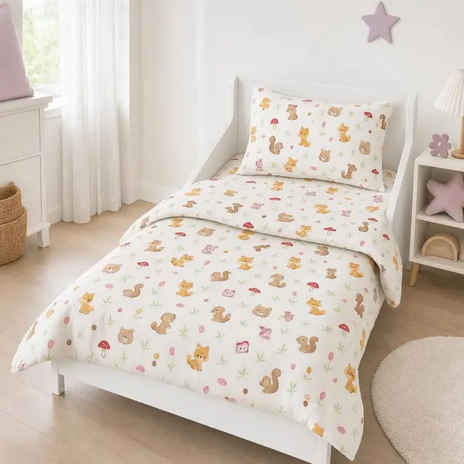 Set 5 piese Lenjerie Forest saltele 130x60 compatibile cu pat 2-6 ani + Pilota + Perna - ASC6427968008000