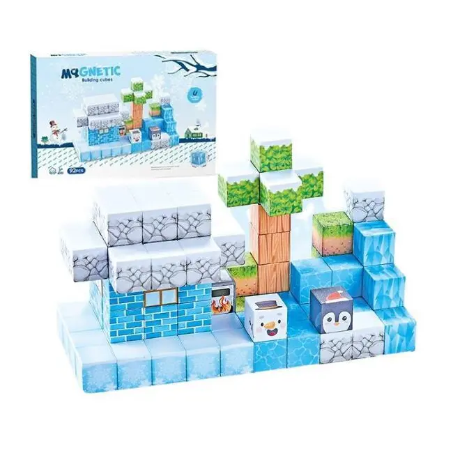 Cuburi magnetice - iarna 92 piese (2.5 cm)
