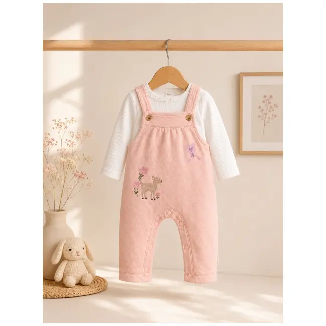Salopeta roz matlasata cu bluzita - cute butterfly tram10343-1