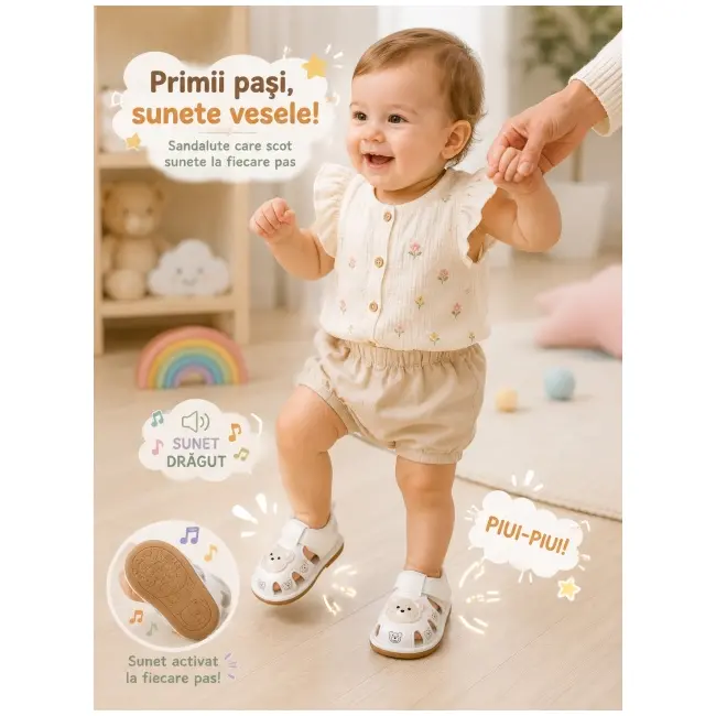 Sandalute cu piuitoare - ursulet simpatic snd13