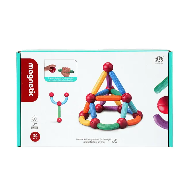 Set de constructie magnetic - forme 3d (34 piese)