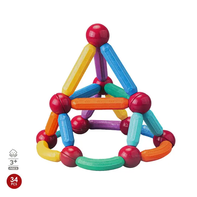 Set de constructie magnetic - forme 3d (34 piese)