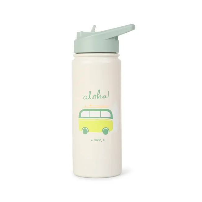 Sticla Termica Premium Pentru Copii Saro, 500 Ml, Otel Inoxidabil 304, Fara Bpa, Anti-condens, 12h, Cu Pai Retractabil Si Capac Etans, Aloha Pjb74559
