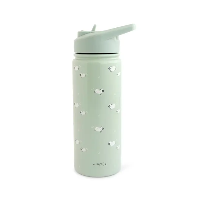 Sticla Termica Premium Pentru Copii Saro, 500 Ml, Otel Inoxidabil 304, Fara Bpa, Anti-condens, 12h, Cu Pai Retractabil Si Capac Etans, Funny Farm Pjb74550