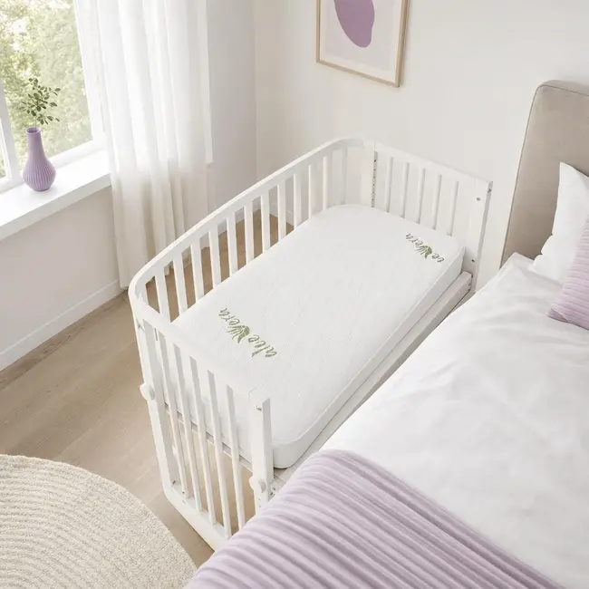 Saltea DualNest Semiovala 88x48x8 Cm in 3 straturi Pentru pat co-slepper, Husa Jacquard Deluxe - ASC6427968020217