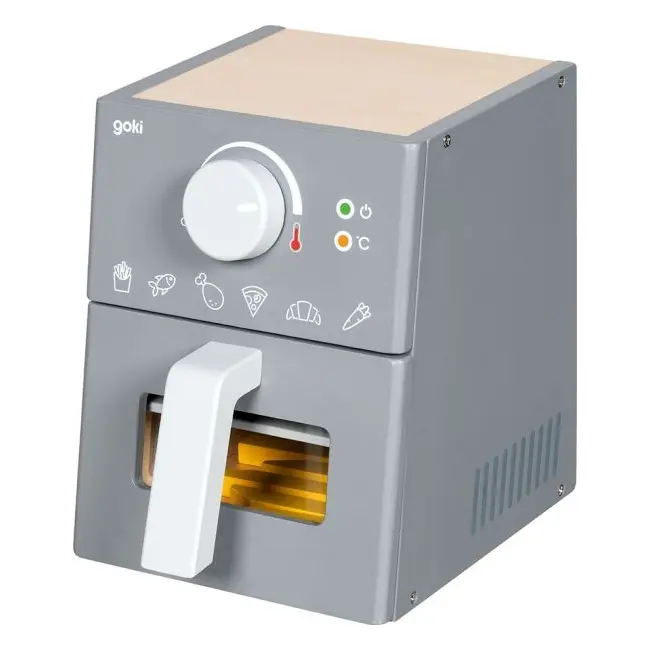 Airfryer sau friteuza din lemn cu accesorii, 16 piese, joc de rol de la 3 ani - okegoki51430