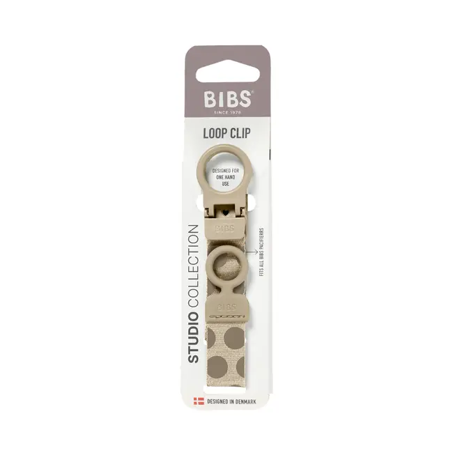Bibs - lantisor clip loop pentru suzeta, studio collection polka dots, mega vanilla dark oak bbb950142245
