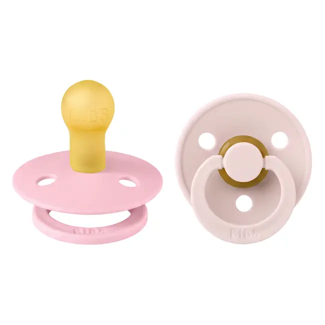 Bibs - set 2 suzete colour latex, tetina rotunda, 0 luni +-petal/baby pink bbb110334