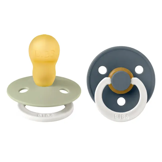 Bibs - set 2 suzete fosforescente colour glow latex, tetina rotunda, 18 luni +-sage/pine bbb130479